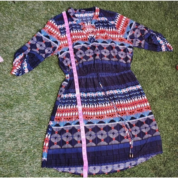 Bebop Orange White Blue Mini Dress Size Large - Picture 16 of 16